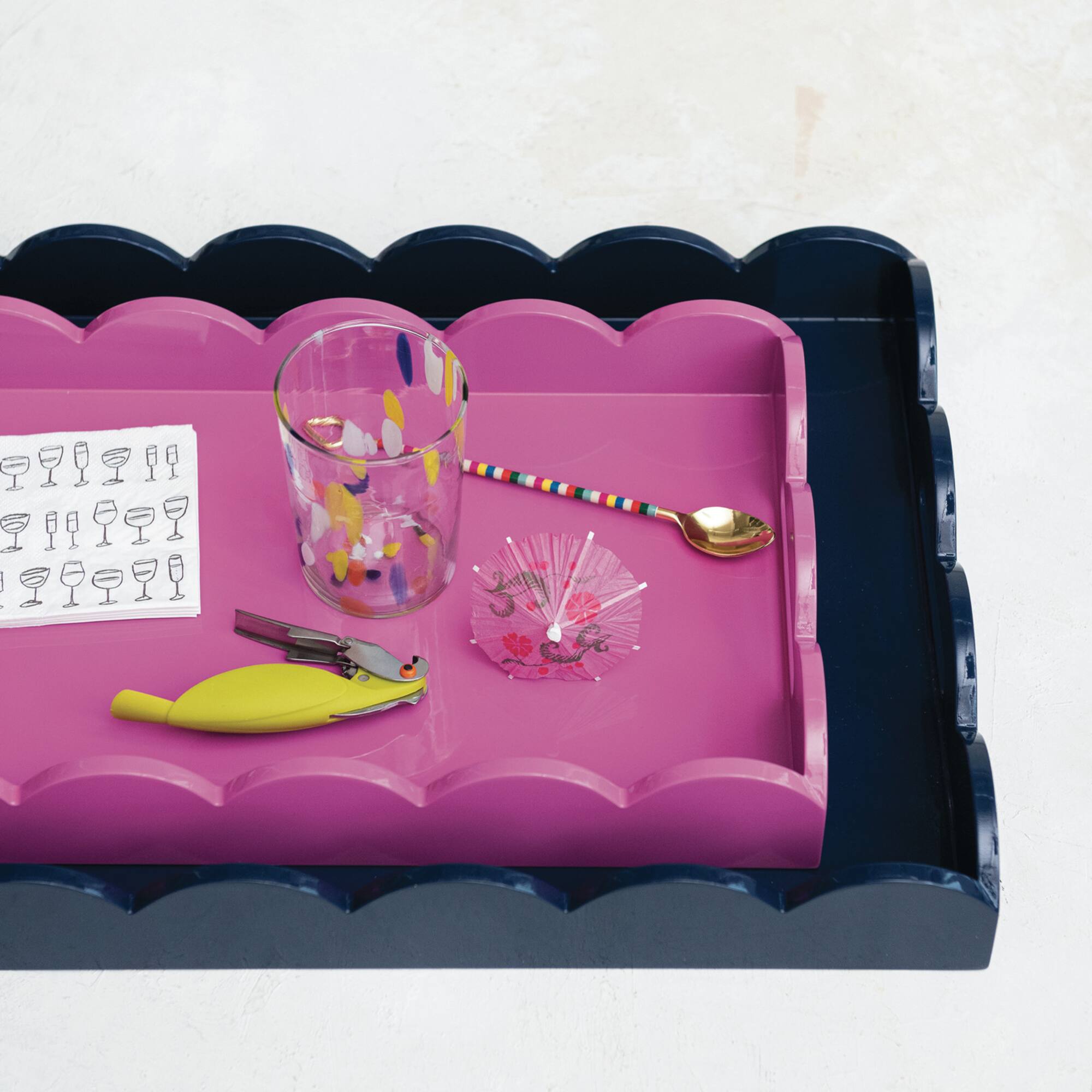 Hello Honey® 20.5" Wide Navy Wood Tray